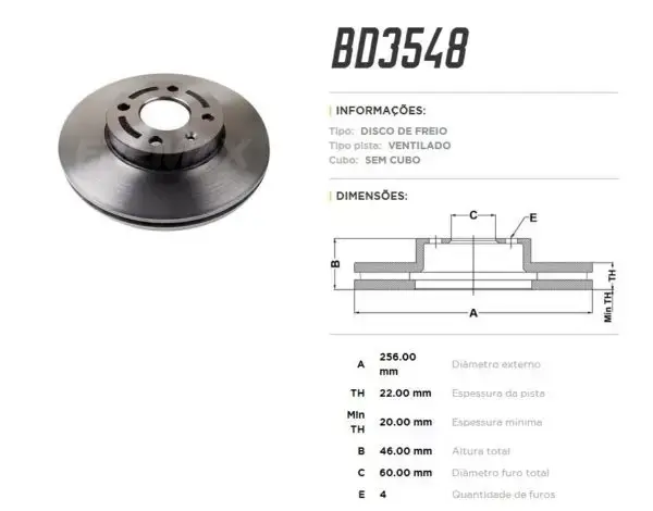 BD3548 Disco De Freno Delantero Onix G2 - Spin 17/