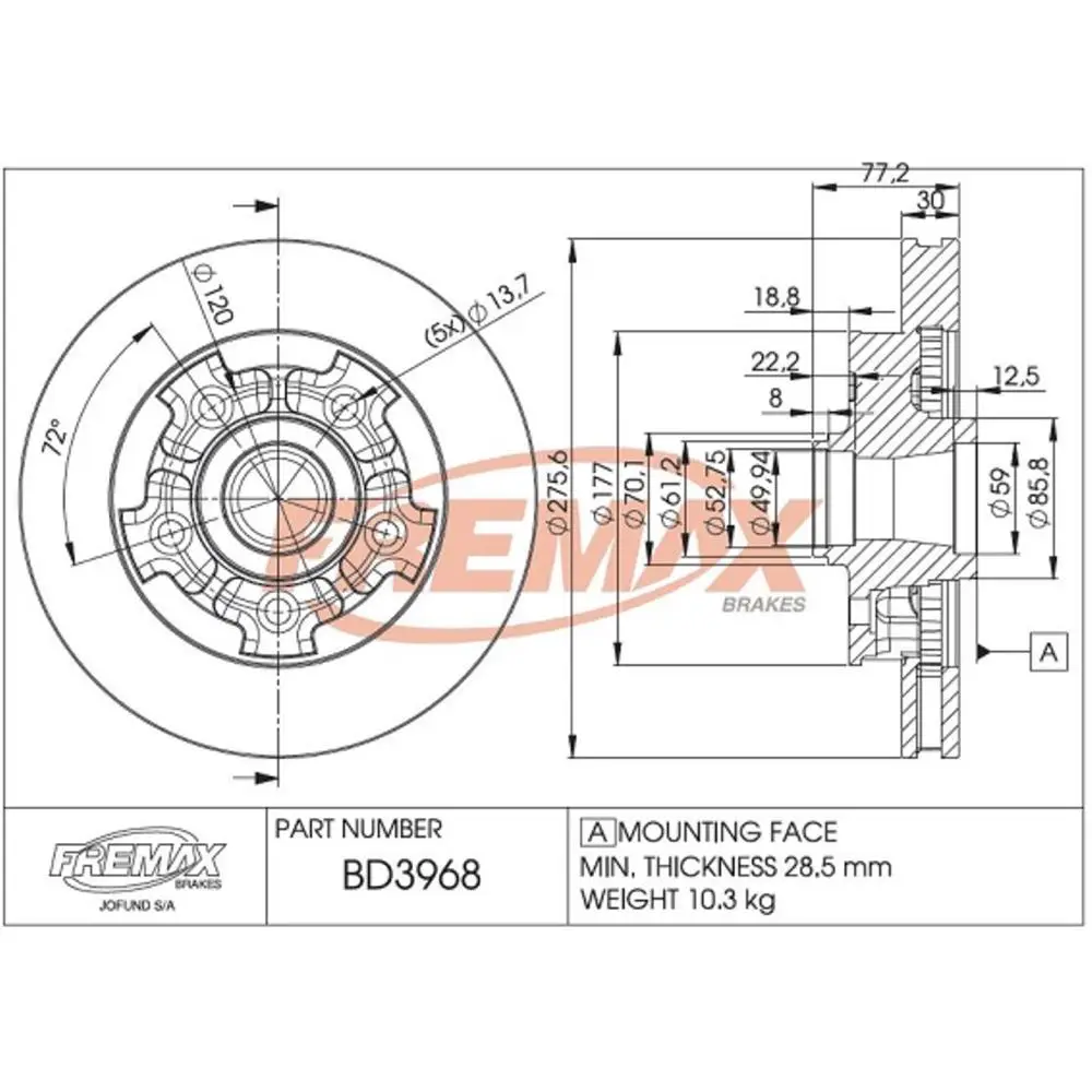 Disco de freno delantero para S10